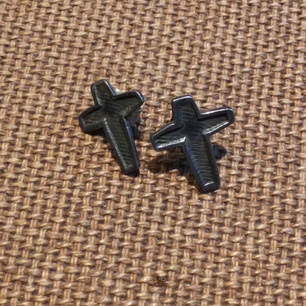 Silver Cross Stud Earrings